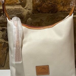 Dooney & Bourke White and Brown Hobo Bag. BRAND NEW! with dust bag and tags.